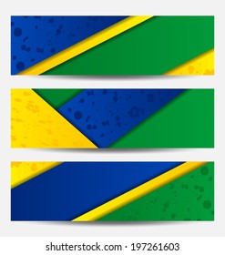 Illustration set football flyers in Brazil flag colors - vector