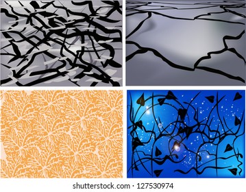 illustration with set of four abstract backgrounds
