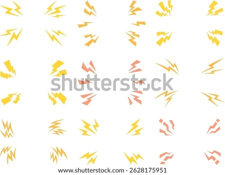Illustration set of four corner frame of lightning symbols