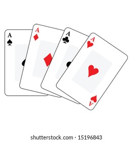 Illustration of a set of four playing card aces