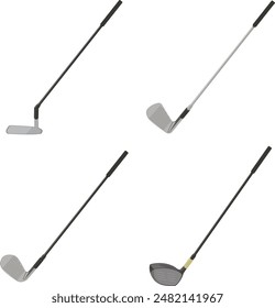 
Illustration set of four types of golf clubs