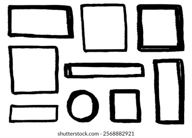 Illustration set of frame with brush touch