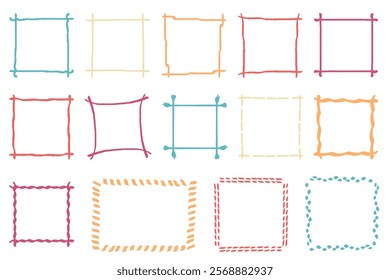 Illustration set of frame with brush touch