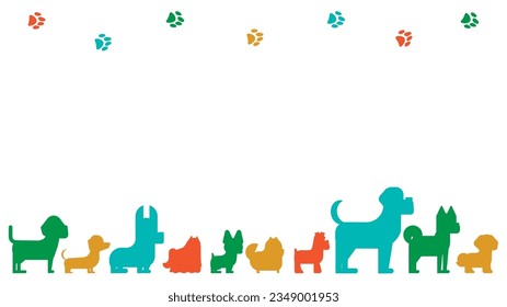 It is an illustration of a set (frame) of dog silhouettes.