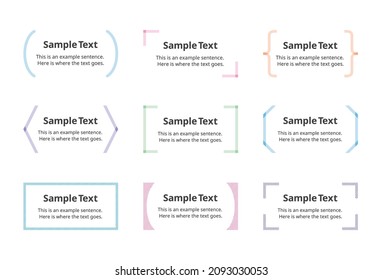 illustration set of frames, borders, brackets, text spaces, and headings.(painted, colorful version)