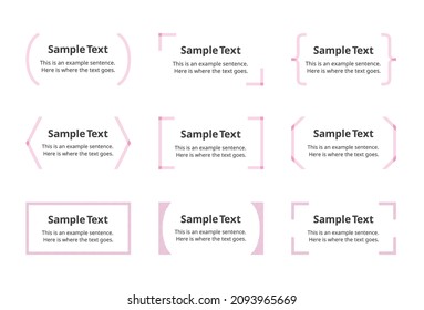 illustration set of frames, borders, brackets, text spaces, and headings.(painted, pink version)