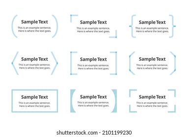 illustration set of frames, borders, brackets, text spaces, and headings.(painted, blue version)