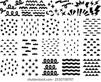 Illustration set of free hand cutout style various geometric patterns