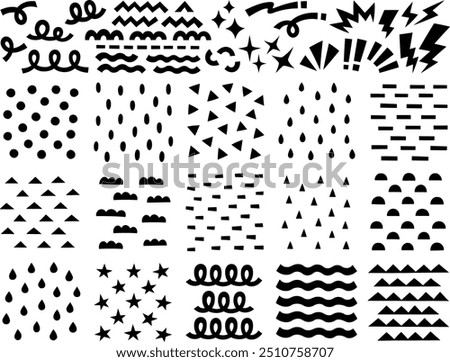 Illustration set of free hand cutout style various geometric patterns