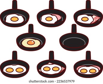 Ilustración de huevo frito en una sartén
