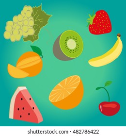 Illustration of a set of fruit