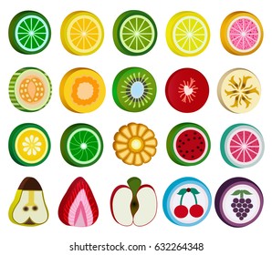 illustration set of fruit candy sweets isolated on white background
