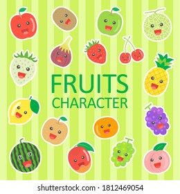 Illustration set of fruit characters.