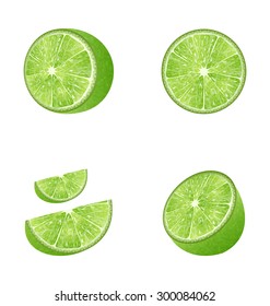Illustration Set of Fruit Lime Isolated on White Background - Vector 