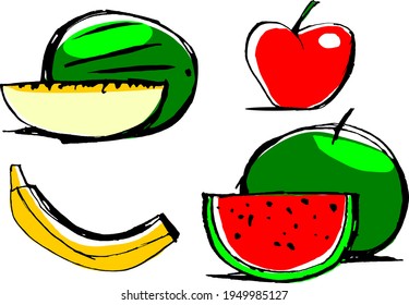 Illustration of a set of fruits