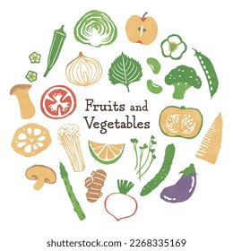 illustration set of fruits and vegetables