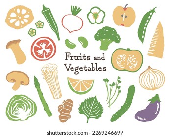 illustration set of fruits and vegetables