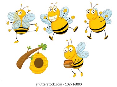 Illustration of a set of funny bees