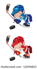 illustration of a set funny boy hockey