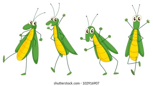 Illustration of a set of funny grasshopper