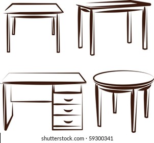 Illustration with a set of furniture