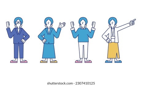 Illustration set G of a female business person.