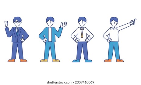 Illustration set G of a male business person.