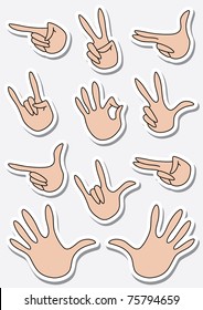 illustration of a set of gestures hand