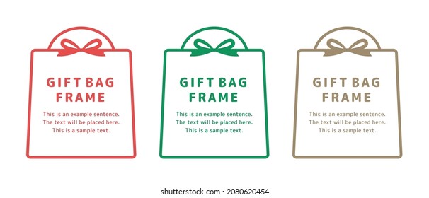 Illustration set of gift bag, present, store bag frame. EPS data is CMYK color, JPG or PNG data is RGB color.