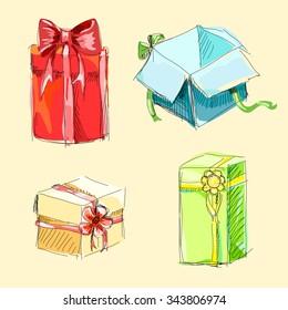 illustration, set gift boxes