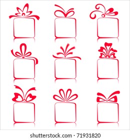 illustration of set of gift boxes on isolated white background