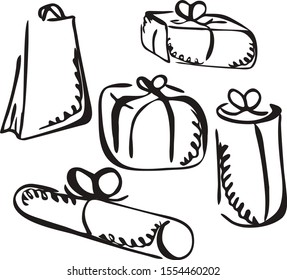 Illustration of set gift icon on white background