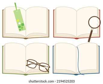 It is an illustration set of glasses, a bookmark and an open book.