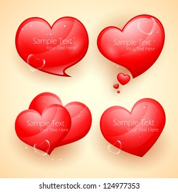 illustration of set of glossy heart bubble