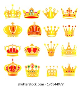 illustration set gold crowns 