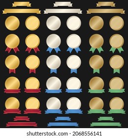 Illustration set of gold dal, silver medals, and bronze medals