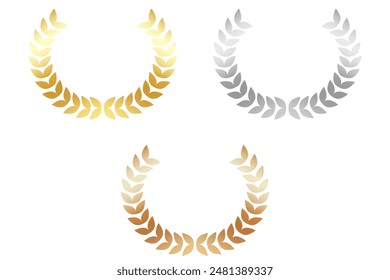 Conjunto de ilustraciones de coronas de oro, plata y bronce