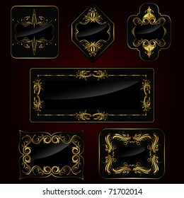 Illustration eines Sets von goldenem Rahmen auf schwarzem Hintergrund