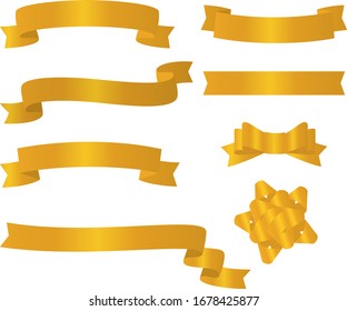 Illustration set of golden ribbons