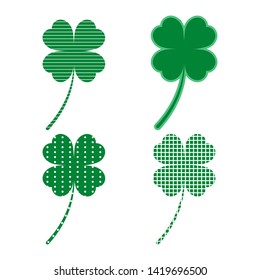 Illustration of Set of green clover leaves isolated on white background