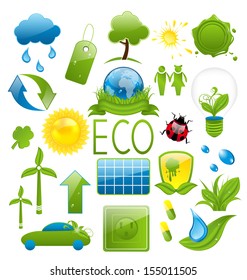 Illustration set of green ecology icons (2) - vector