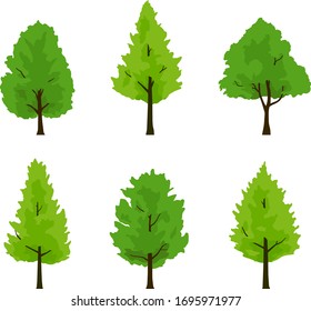 Illustration set of green trees
