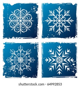 Illustration of set grunge snowflakes - vector