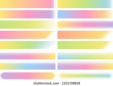 Illustration set of halftone heading frames in colorful gradient colors