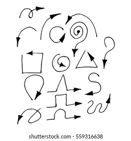 Illustration with set of hand drawn arrows