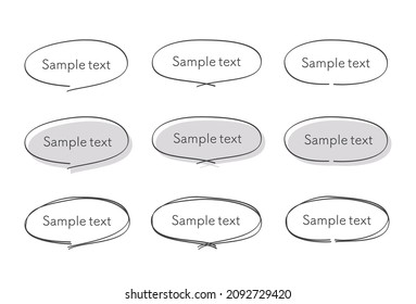 Illustration set of hand drawn circles, points, headings, and title frames. monochrome version.