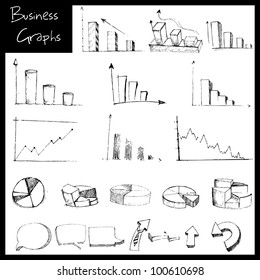 Illustration Of Set Of Hand Drawn Sketch Of Business Graph