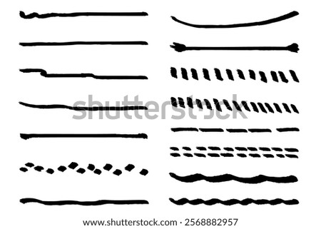 Illustration set of hand-drawn lines with brush touch