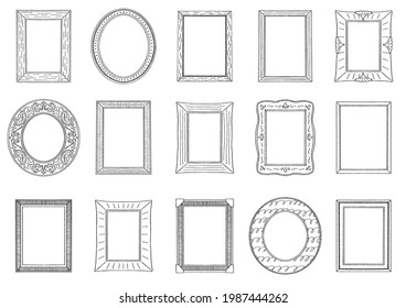 Illustration set of hand-drawn picture frames