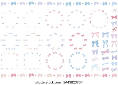 Illustration of a set of hand-drawn ribbon frames, lines and icons